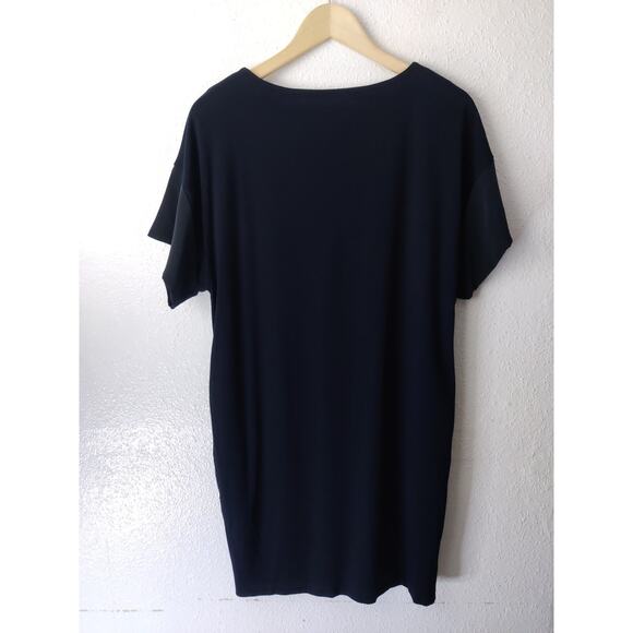COS Navy Blue Short Flutter Sleeve Wide Round Neck Shift Jersey Dress XS NWT - Picture 6 of 11